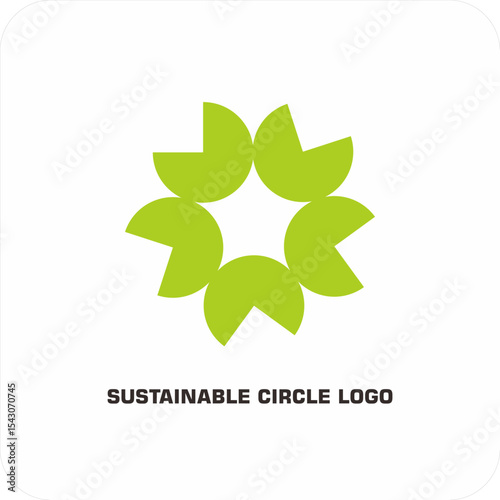 Environmental vector logo Sustainable circle: Symbol of Harmony of Nature and Humans