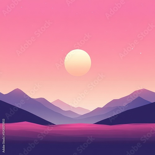 Pastel mountains and sunset