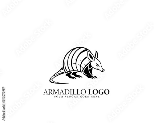 Detailed and stylish black and white vector armadillo logo, perfect for branding, merchandise packaging, and nature design themes.

