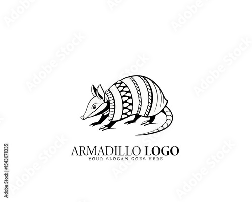 Detailed armadillo logo in bold black and white, great for branding wildlife-based companies, identity projects, and clean logo design.

