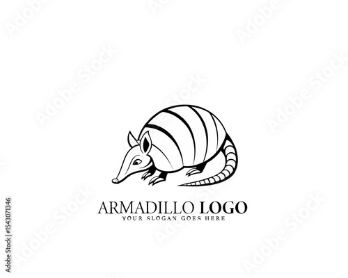 Minimal black and white armadillo icon logo design with stylish curves and detailed lines. Perfect for wildlife branding and design.

