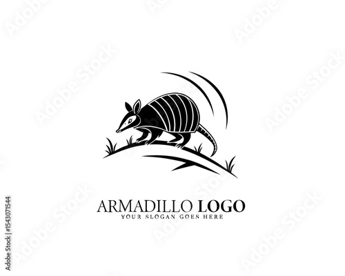 Black and white armadillo vector logo with fine detail, perfect for creative branding, company identity, and animal-themed design projects.

