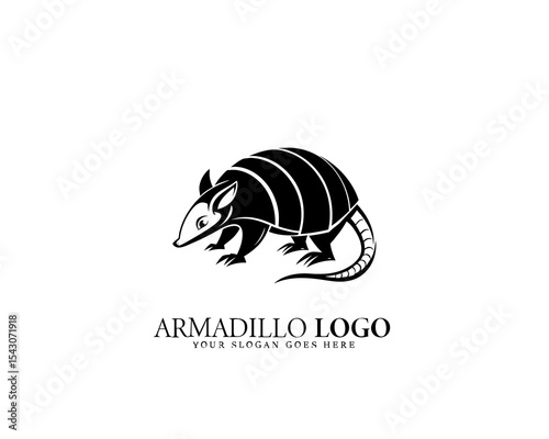Creative black and white armadillo logo featuring smooth line design. Ideal for merchandise branding, eco companies, and premium wildlife identity.

