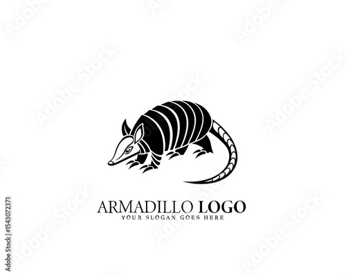 Elegant black and white armadillo logo concept featuring natural lines and organic styling. Perfect for branding and identity projects with a wildlife theme.

