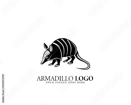 Stylish armadillo logo design in modern black and white vector art. Great for professional wildlife logos and elegant brand aesthetics.

