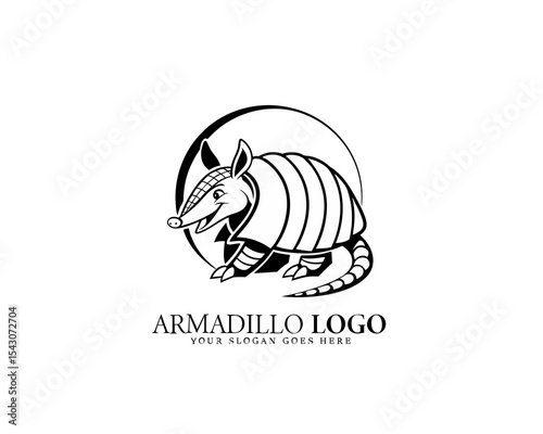 Elegant armadillo logo design in clean black and white, featuring artistic details and bold silhouette style. Great for wildlife branding and identity.

