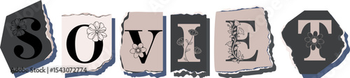 SOVIET Floral Typography of a Concept Word � Elegant Torn Paper Letter Design