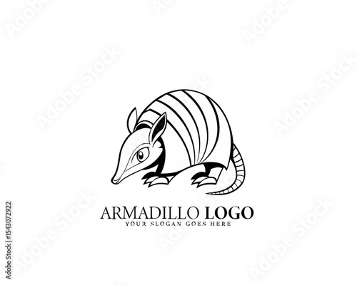 High-detail armadillo logo design with bold lines and black and white contrast. Great for creative branding, modern logo design, and animal-themed brand visuals.

