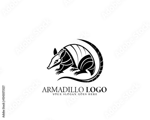 Black and white armadillo logo featuring stylized geometric shell detail. Ideal for branding projects, packaging design, and identity for wildlife or eco-friendly brands.

