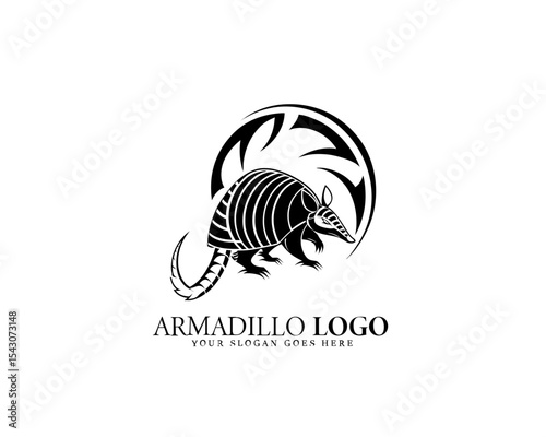 Elegant vector armadillo logo with bold outlines and artistic black and white symmetry. Great for branding, nature businesses, and wildlife-inspired brand design.

