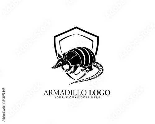 Minimalist armadillo logo design in stylish black and white vector format, perfect for wildlife brands, outdoor companies, or nature-focused design identity.

