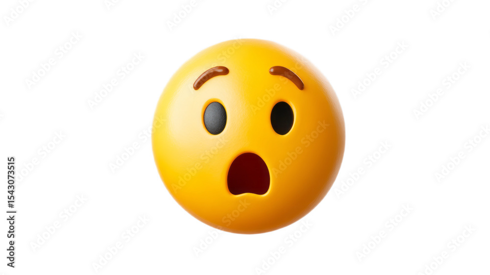 Fototapeta premium Panicked emoji expresses fear on transparency background isolated, transparent background