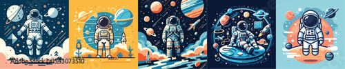 vector image of astronaut in space flat design simple cool and amazing