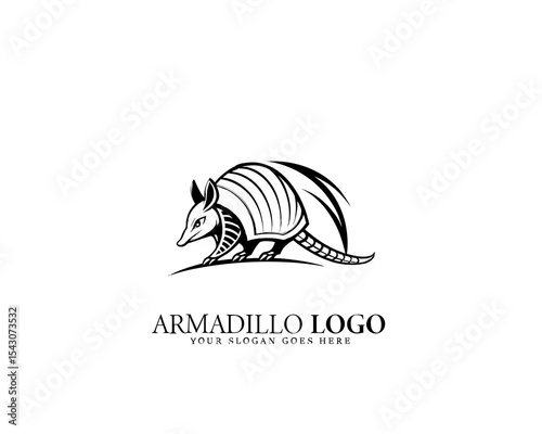 Stylish and artistic black and white armadillo logo design, ideal for creative branding, company identity, nature logos, and elegant merchandise decoration.

