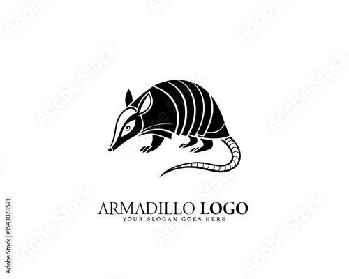 Modern armadillo logo concept in detailed black and white vector illustration, ideal for branding, stylish animal icons, and identity for wildlife brands.

