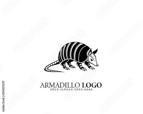 Elegant black and white armadillo logo design, combining bold lines and intricate patterns, perfect for eco-brand identity and premium nature logo aesthetics.

