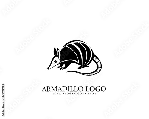 Bold and intricate armadillo logo design in black and white, perfect for brand identity, wildlife branding, and creative mascot icon concepts. Ideal for premium vector illustration use.

