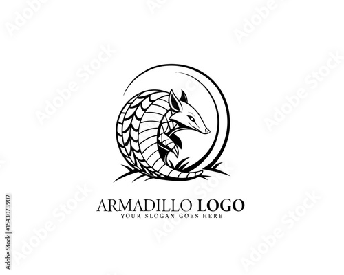 Modern and stylish armadillo logo design in black and white, ideal for high-end branding, wildlife brand aesthetics, and elegant visual identity systems.

