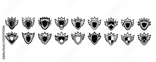 Heraldic Shield Vector Set – Vintage Black and White Emblem Icons for Logos and Branding, Shield vector eps
