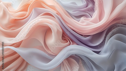 Abstract Draped Pastel Pink and Lavender Chiffon Fabric