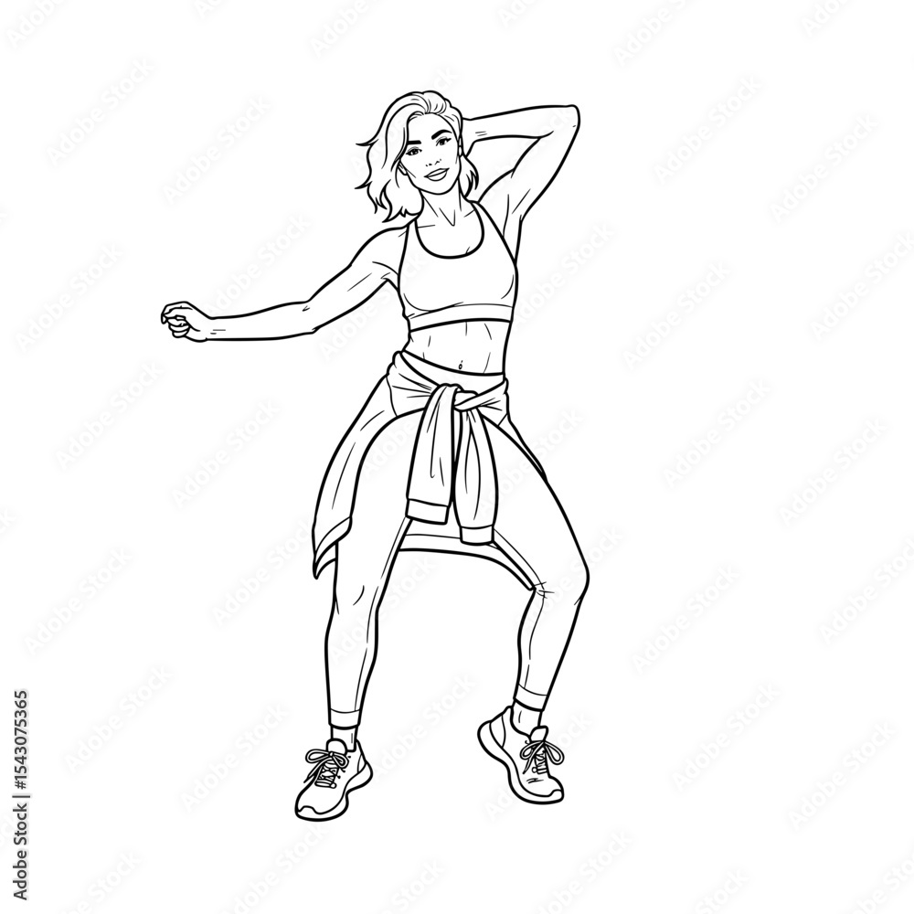 Fototapeta premium Woman dancing in Zumba class radiating energy and excitement in fitness style 