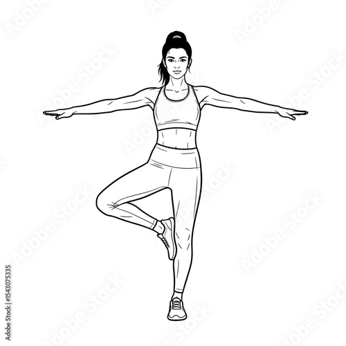 Woman practicing Tree Pose yoga for balance and stability in fitness routine 
