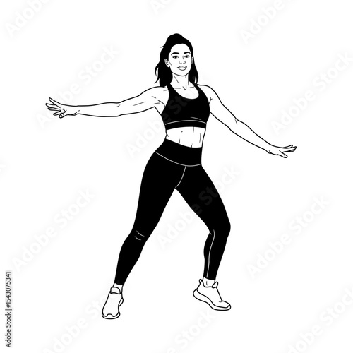 Woman dancing energetically in fitness workout showcasing joy and expression 