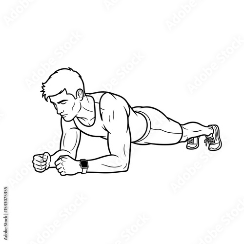 Man doing forearm plank exercise for core stability and strength training