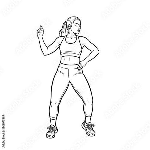Woman dancing with energy and rhythm in fitness workout style 