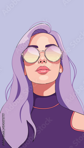 Confident Woman Pop-Art Portrait Flat Vector Art, Printable Wall Decor