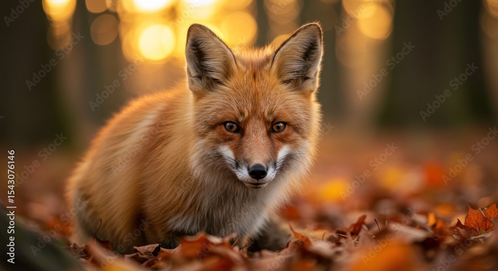 Fototapeta premium Red fox in autumn forest