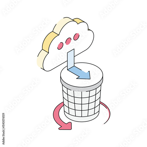 An icon of cloud backup designed in isometric style