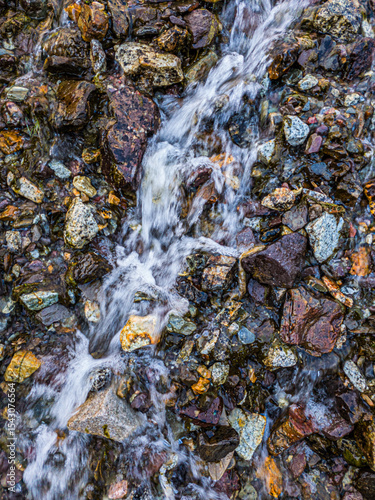 Canvas Print Serene stream flowing over colorful rocks in nature