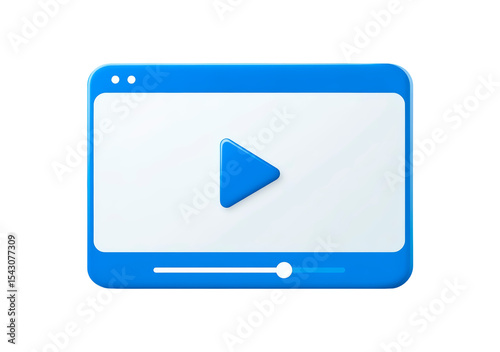 Free Download Play button on blue video player interface for digital media on transparent background, PNG - GFXLoad