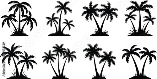 Collection of Silhouetted Palm Trees for Design Elements