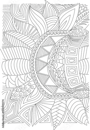 Intricate Abstract Line Pattern for Coloring, Detailed black and white line art featuring intricate abstract patterns, suitable as a background, texture, or coloring page. Perfect for relaxation, 