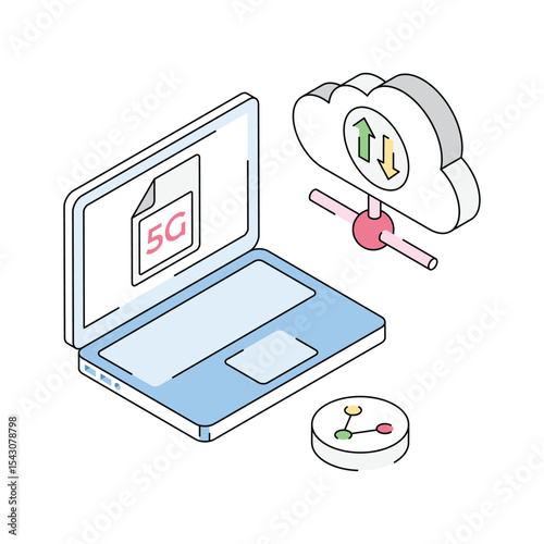 A captivating isometric style icon of shared cloud