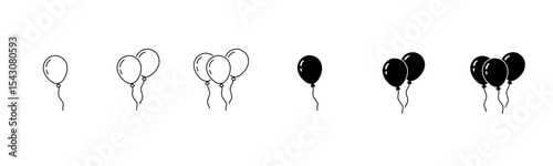 Balloon icon set. Happy, celebration, party, festival symbols. Vector illustration.