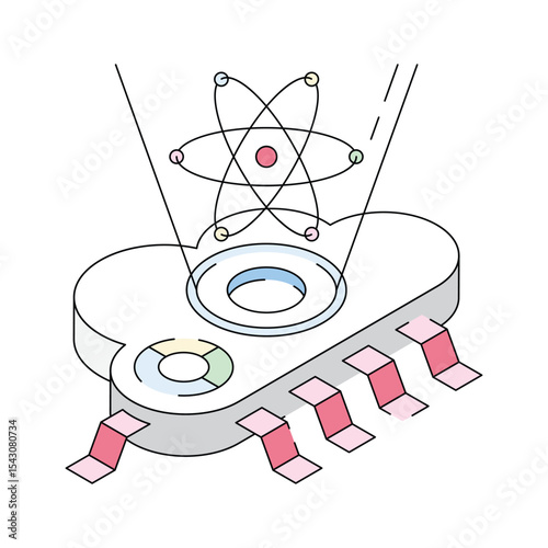Quantum computing isometric icon is ready for premium use