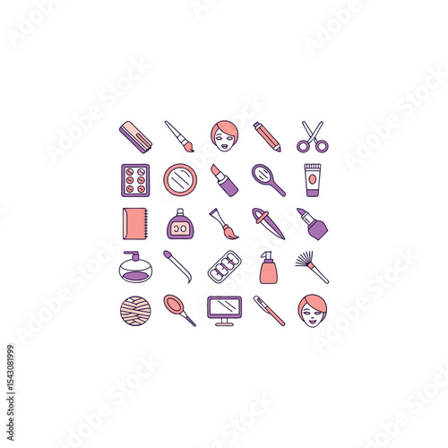 Colorful Collection of Beauty and Makeup Icons