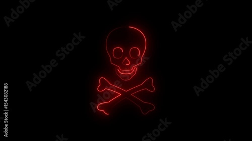 Abstract shape icon of human danger skull design decorations.skull and crossbones icon, and bones white animated icon. Dangerous situation line animation. Motion graphic