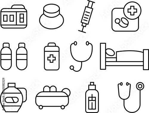 Medical Line Icons Set for Healthcare and Hospital.