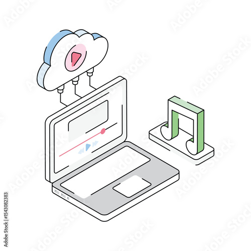 Download out premium isometric icon of cloud music