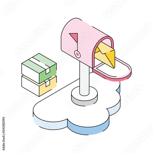 Trendy isometric icon of cloud mail, easy to edit design