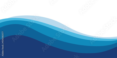 Blue sea wave background. Ocean abstract waves lines wallpaper. Layered sea waves. Vector illustration.