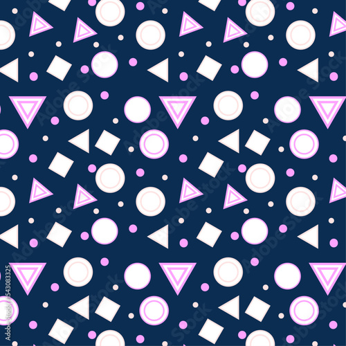 Seamless Geometric Pattern with White Circles and Pink Accents