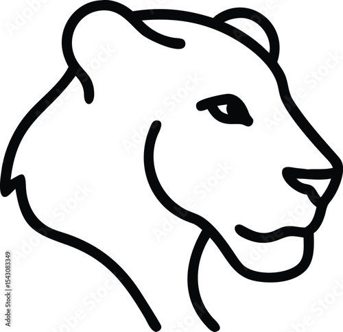 Contoured silhouette shows the powerful side profile of a lioness, fierce and determined
