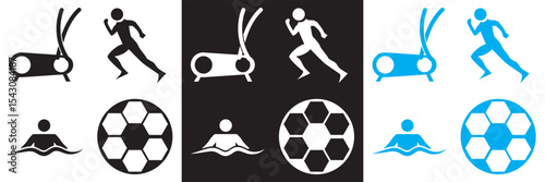 Athletic Sports  Icons . Exercises, football, swimming etc icon. Vector illustration. isolated on white and black background. EPS 10