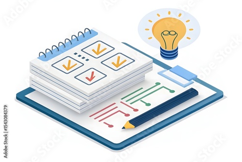3D Rendering of Isolated Business Plan Icon – Strategy, Report, and Growth Concept