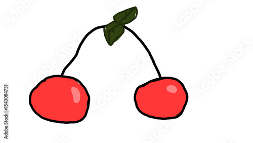 children's drawing doodle cherry naive style

